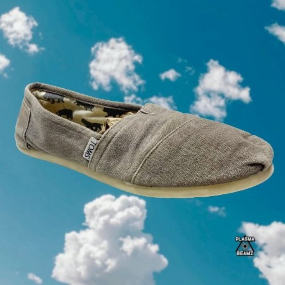 TOMS Gray Canvas Slip-Ons 8.5